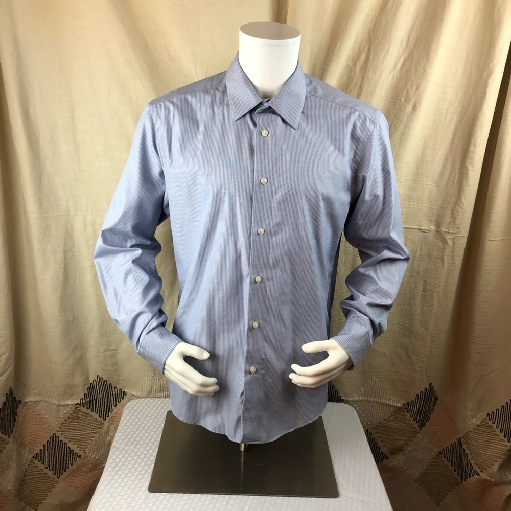 Egara Blue Striped Long Sleeve Button Down Shirt